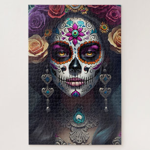 Sugar Skull Art - Faces of Remembrance Jigsaw Puzzle