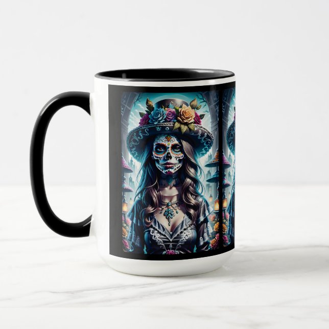 Sugar Skull Art -  Festive Spirit Mug (Left)