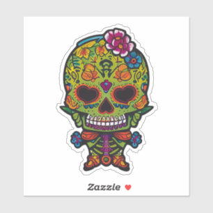 Sugar Skull Art - Green Skeleton Flowered Hands