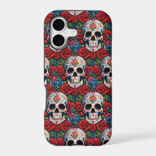 Sugar Skull Art - Heart Skull & Roses