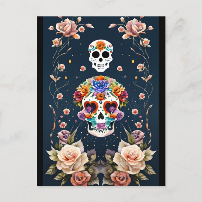 Sugar Skull Art - Mexican Heritage Postcard (Front)