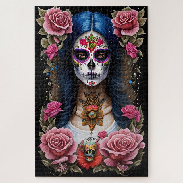 Sugar Skull Art - Traditional Woman Jigsaw Puzzle (Vertical)