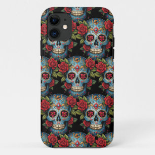 Sugar Skull Art - Vibrant Blue Tradition Case-Mate iPhone Case