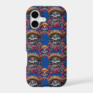 Sugar Skull Art - Vibrant Day of the Dead (Blue)