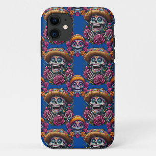 Sugar Skull Art - Vibrant Day of the Dead (Blue) Case-Mate iPhone Case