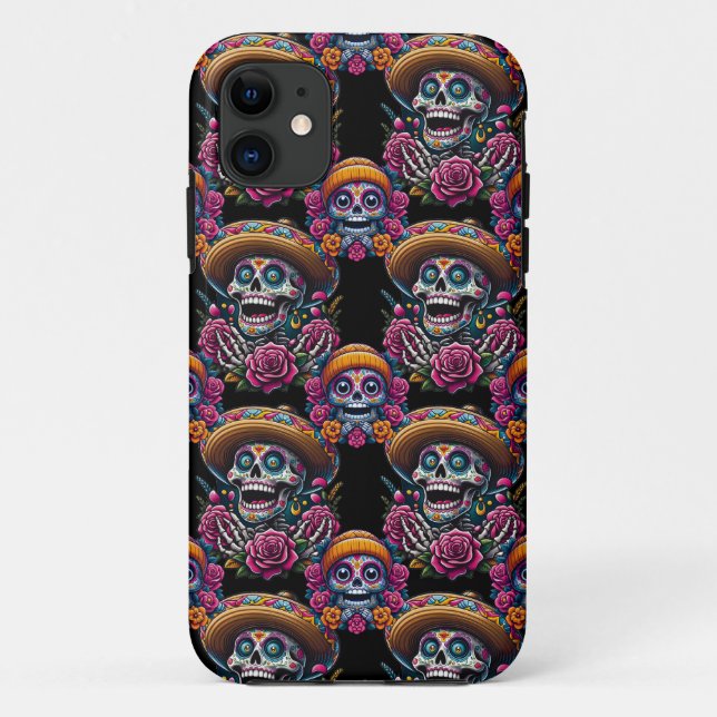 Sugar Skull Art - Vibrant Day of the Dead Case-Mate iPhone Case (Back)