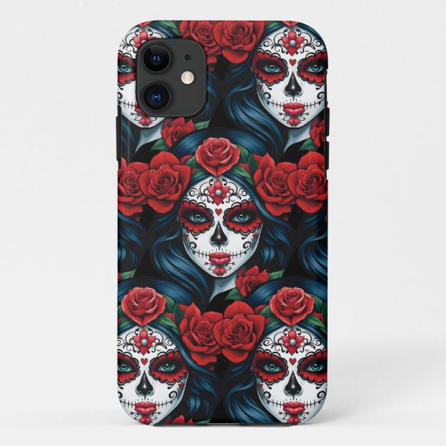 Sugar Skull Art - Vivid Visions Case-Mate iPhone Case (Back)
