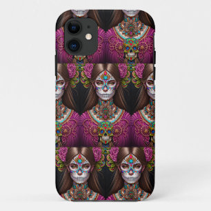 Sugar Skull Art - Woman in Striking Makeup Case-Mate iPhone Case