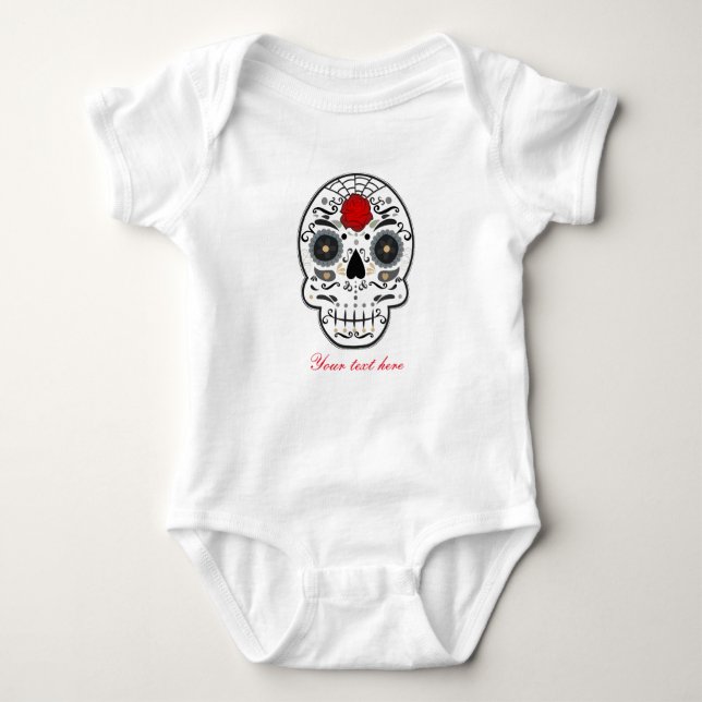 Sugar Skull Baby Personalised Custom One piece Baby Bodysuit (Front)