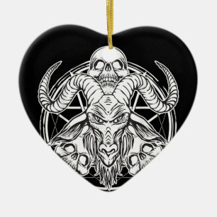 Sugar Skull Baphomet Goat Gift Ceramic Tree Decoration