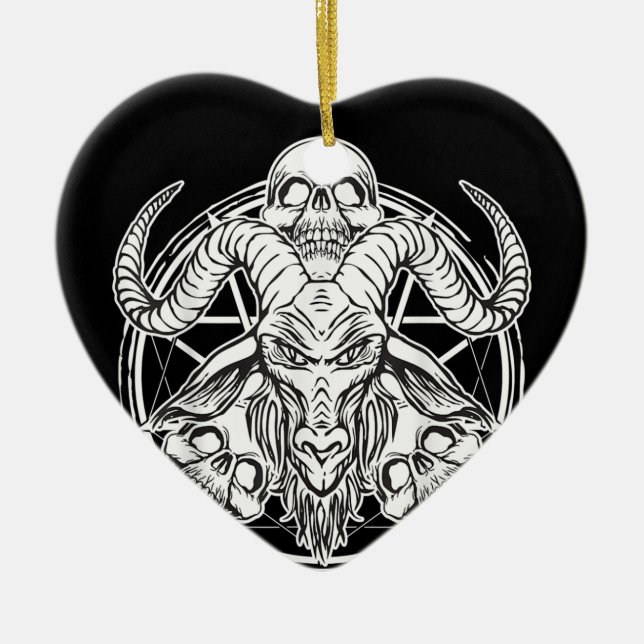 Sugar Skull Baphomet Goat Gift Ceramic Tree Decoration (Front)