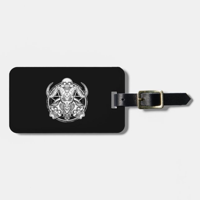 Sugar Skull Baphomet Goat Gift Luggage Tag (Front Horizontal)