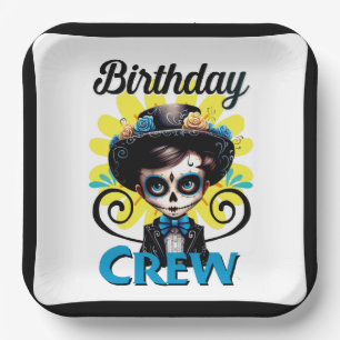 Sugar Skull Birthday Boy Paper Plate