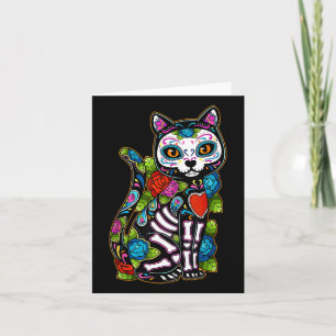 Sugar Skull Black Cat De Los Muertos Catrina Day O Card
