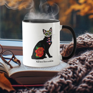 Sugar Skull Black Cat Mug