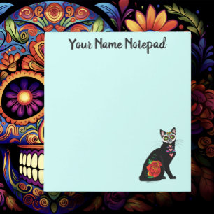 Sugar Skull Black Cat Notepad