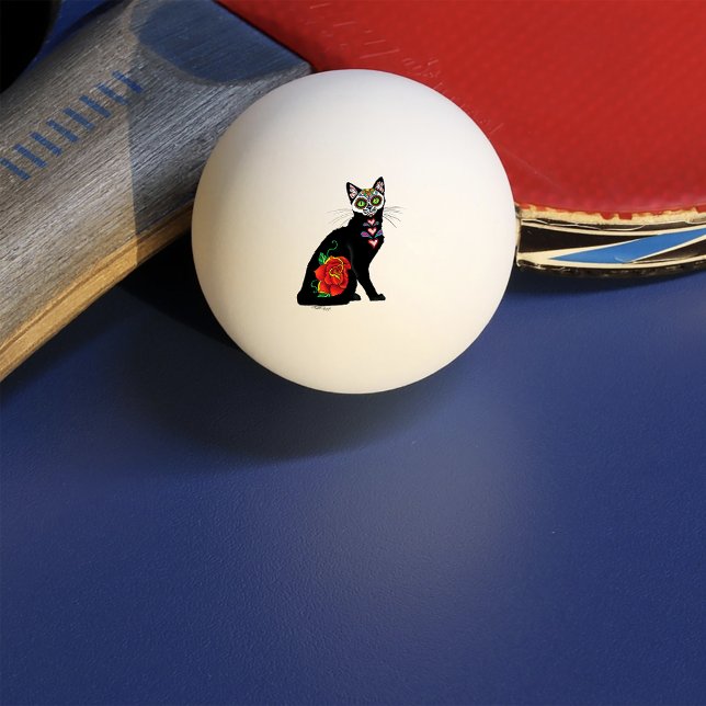 Sugar Skull Black Cat Ping Pong Ball (Creator Uploaded)