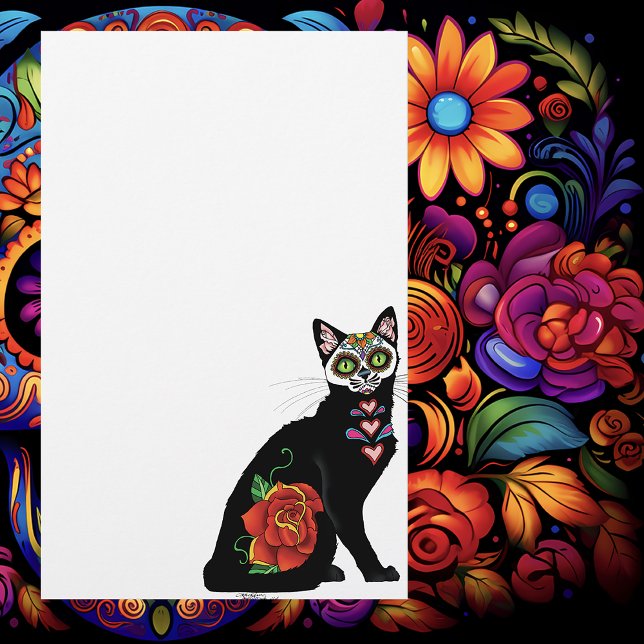 Sugar Skull Black Cat Stationery (Creator Uploaded)