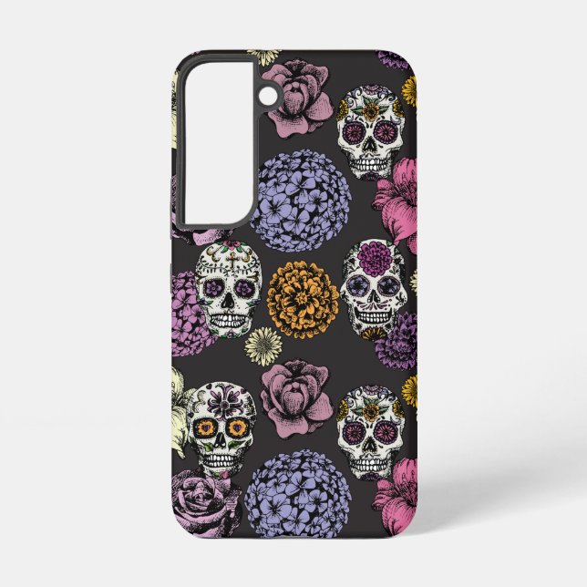 Sugar Skull Black Samsung Galaxy S22 Case (Back)