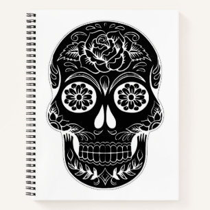 Sugar Skull Black & White Personalised Notebook