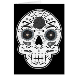 Sugar Skull Black & White Wedding Fold Card