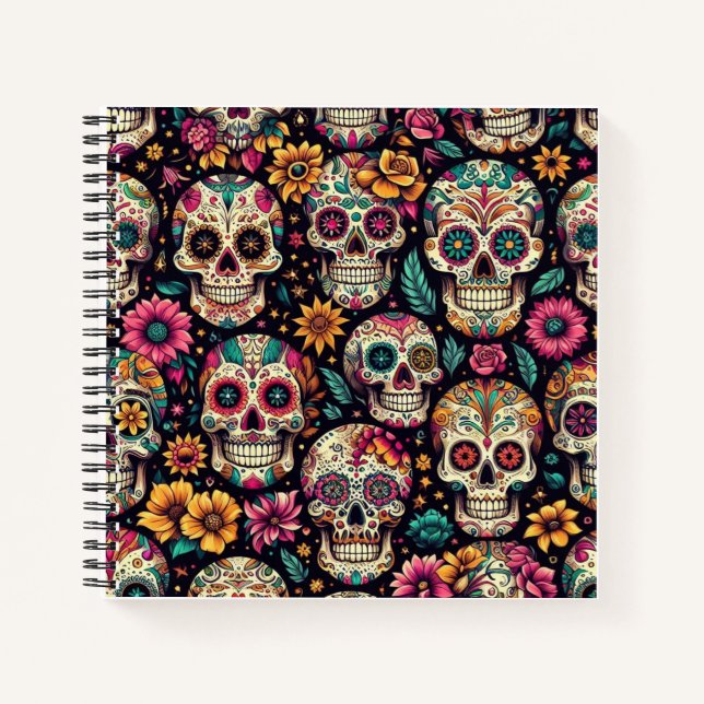 Sugar Skull Blossoms  Notebook (Front)