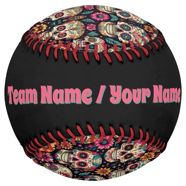 Sugar Skull Blossoms (personalise) Softball (Back)