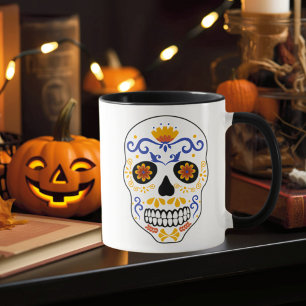 Sugar Skull Blue And Orange Mug