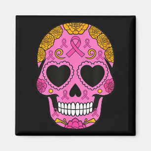 Sugar Skull Breast Cancer Awareness Nk Ribbon Cala Magnet