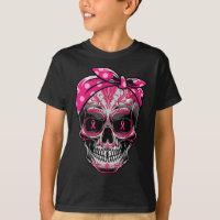 Sugar Skull Breast Cancer Awareness Pink Ribbon Ca