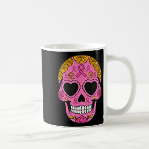 Sugar Skull Breast Cancer Awareness Pink Ribbon Coffee Mug
