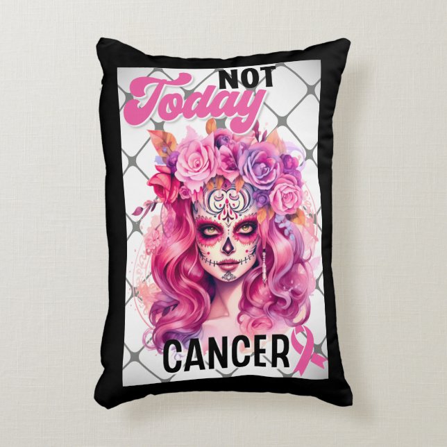 Sugar Skull Breast Cancer Awareness Throw Pillow (Front(Vertical))