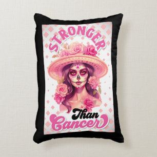 Sugar Skull Breast Cancer Awareness Throw Pillow