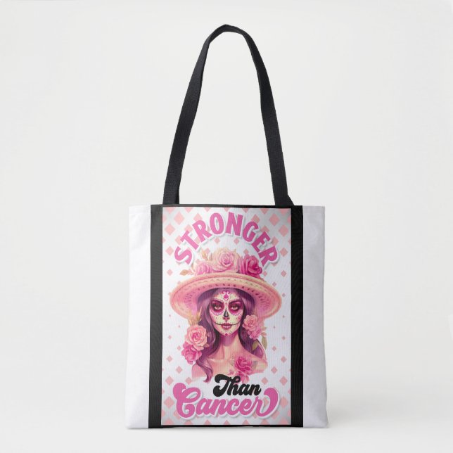 Sugar Skull Breast Cancer Awareness  Tote Bag (Front)