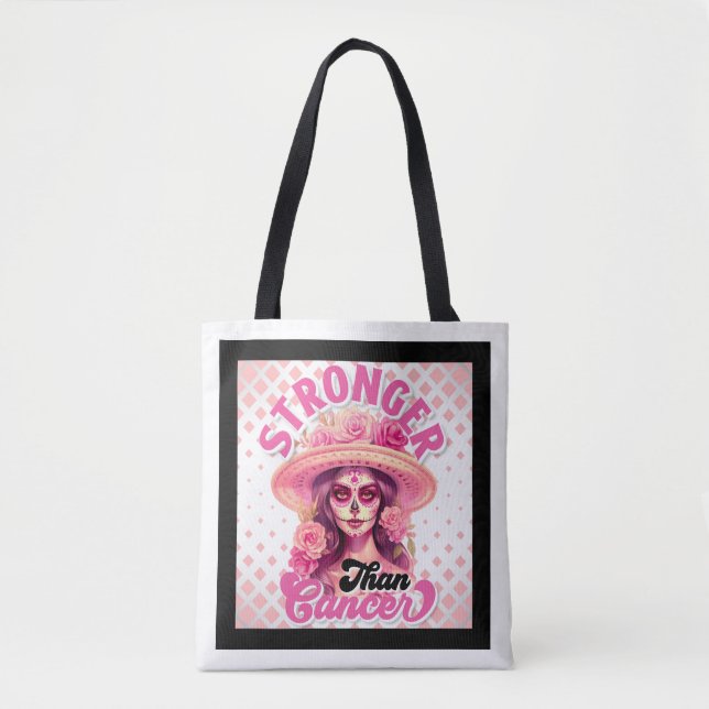 Sugar Skull Breast Cancer Awareness  Tote Bag (Front)