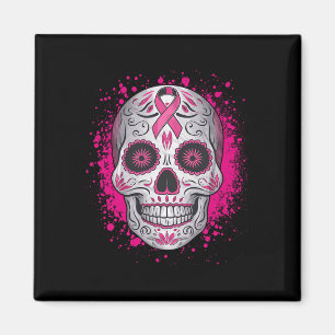 Sugar Skull Breast Cancer Shirts Awareness Pink Ri Magnet
