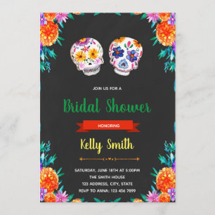 Sugar skull bridal shower party invitation