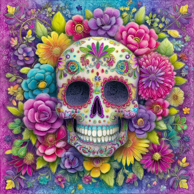 Sugar Skull Calavera Day Of The Dead Ceramic Tile (Creator Uploaded)