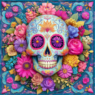 Sugar Skull Calavera Day Of The Dead Ceramic Tile