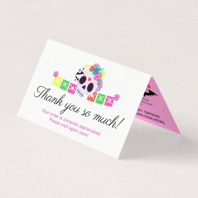 Sugar Skull Calavera Papel Picado Thank You Card (Front)