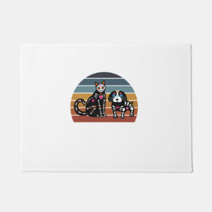 Sugar Skull Cat and Dog Shirt Funny Retro Cat and Doormat