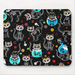 Sugar Skull Cat, Dia de los Muertos #16 Mouse Pad