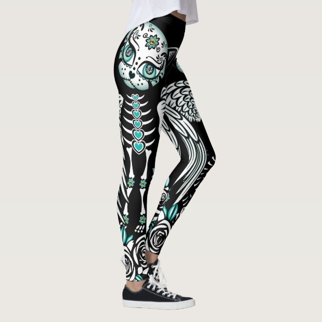 Sugar Skull Cat Leggings (Right)