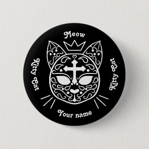 Sugar skull cat meow Gothic day of the dead 6 Cm Round Badge