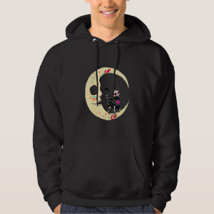 Sugar Skull Cat Moon Dia De Los Muertos Mexican Da Hoodie