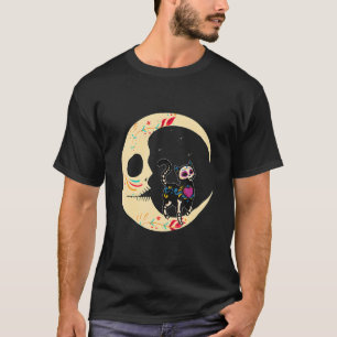 Sugar Skull Cat Moon Dia De Los Muertos Mexican Da T-Shirt