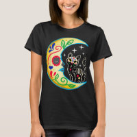 Sugar Skull Cat Moon Halloween Day Of The Dead