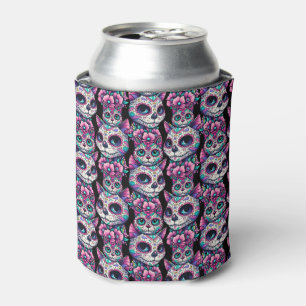 Sugar Skull Cat Pattern Can Cooler