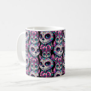 Sugar Skull Cat Pattern Coffee Mug