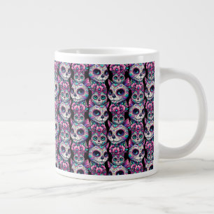 Sugar Skull Cat Pattern Large Coffee Mug